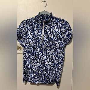 Medium Tail Blue and White Golf Top